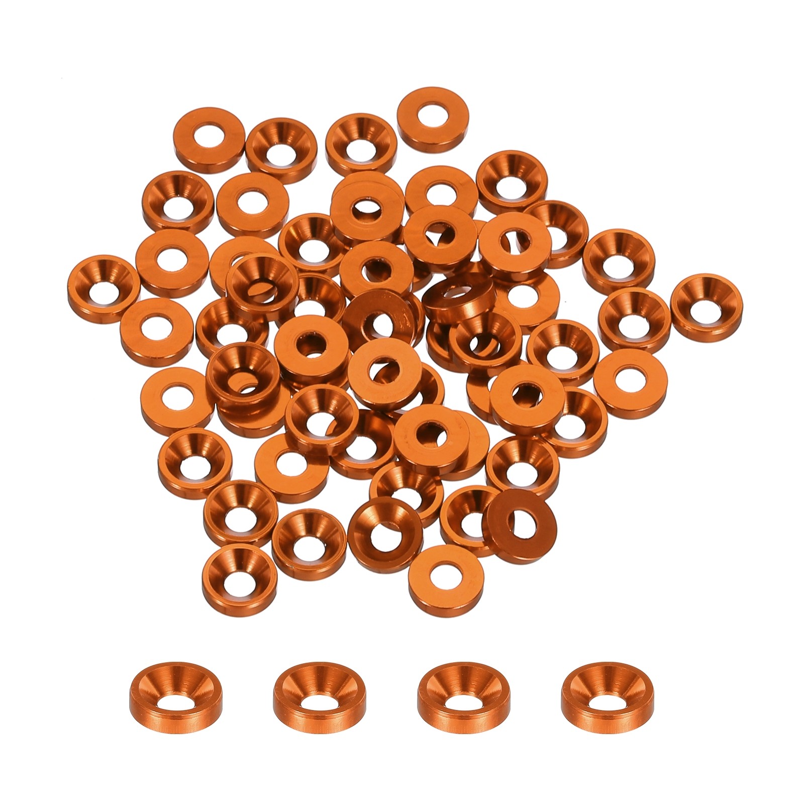 60pcs M3 Counterbore Washers 8mm/0.31inch Aluminum Alloy Orange gallery