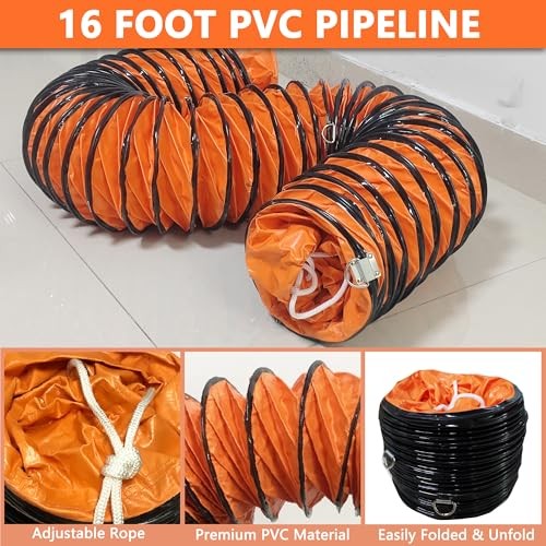 16FT Ducting Hose 14 Inch PVC Flexible Duct Hosing with Adjustable 14in x 16ft gallery