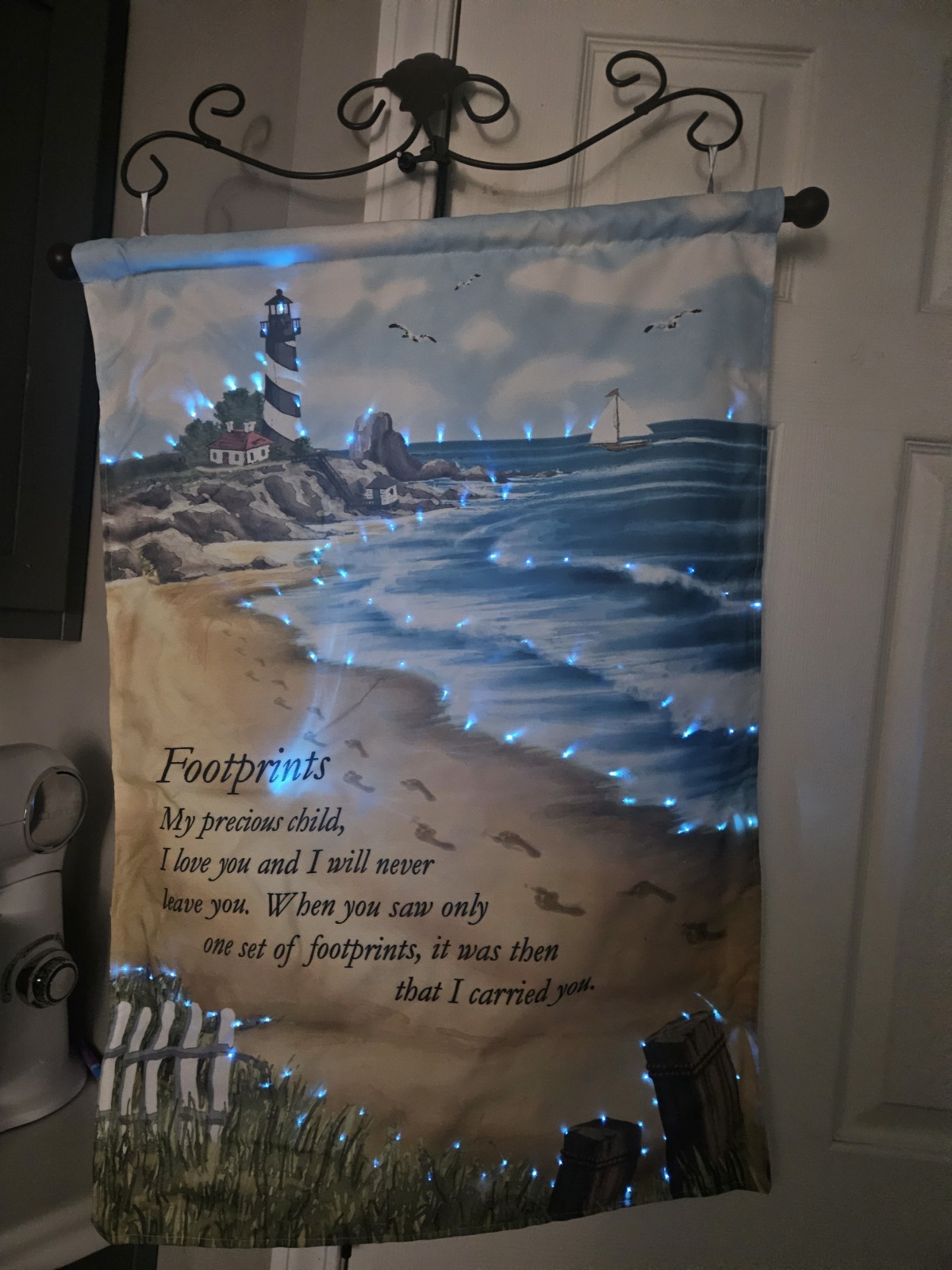 Footprints In The Sand Light Up Wall Hanging 24" wide 38" tall gallery