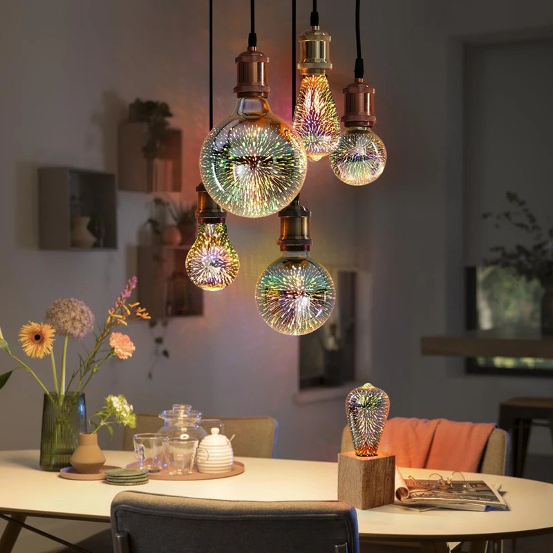3D Decoration LED Edison Light Bulb E27 6W 110V 220V Vintage Star Fireworks Lamp gallery