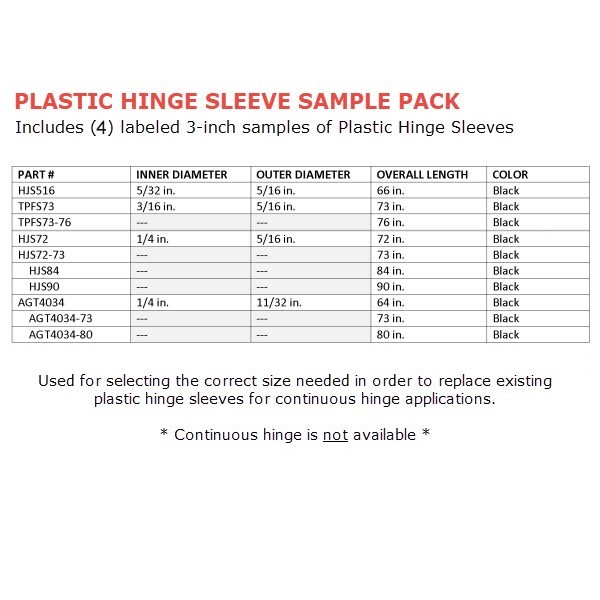 Gordon Glass® Plastic Hinge Sleeve Sample Pack (5 sizes) gallery