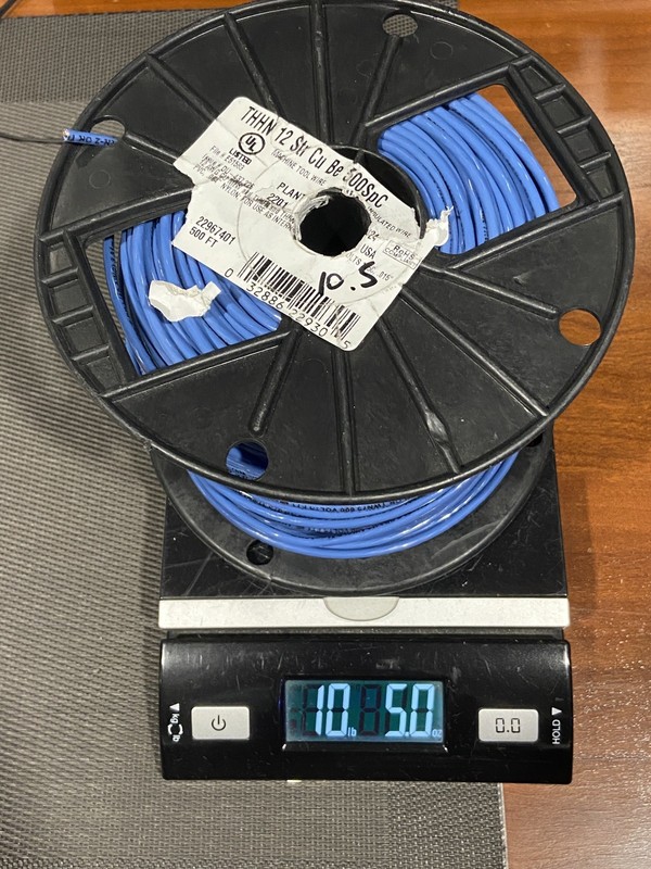 500 ft. #12 Blue Stranded **( Partial Spool Of 435’)12 AWG 12 Gauge CU THHN Wire gallery