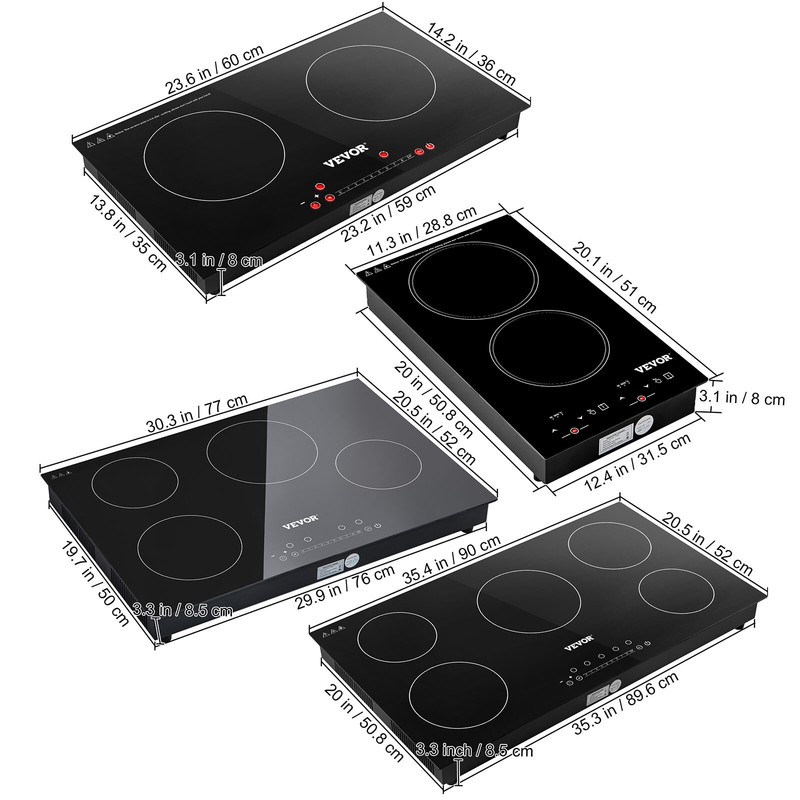 VEVOR Electric Induction/Ceramic Cooktop Built-In 2/4/5 Burner Touch Control gallery