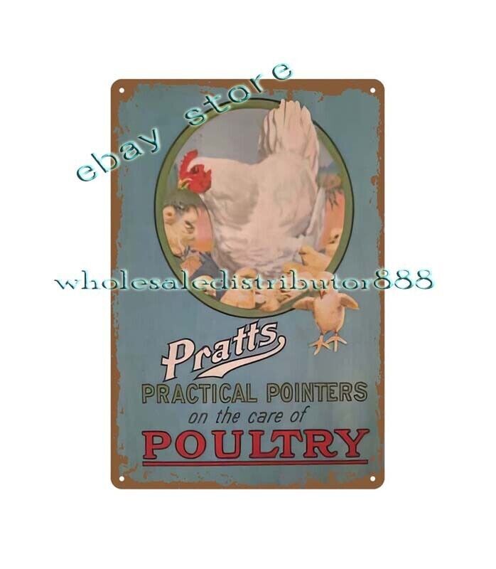 rooster chicken PRATTS PRACTICAL POINTERS ON THE CARE OF POULTRY metal tin sign gallery
