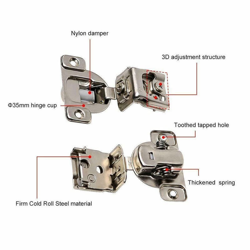 Soft-Closing Compact 1 1/4" Overlay 105° Hinge Kitchen Cabinet Hardware gallery