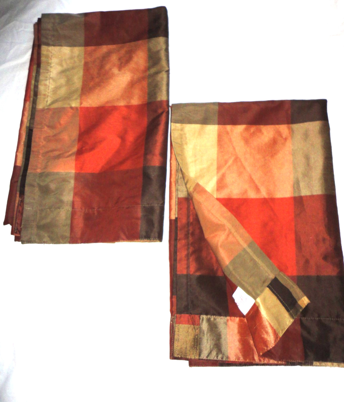 BETTER HOMES PLAID GREEN COPPER RUST GOLD CINNAMON (PAIR) WINDOW PANELS 49 X 82 gallery
