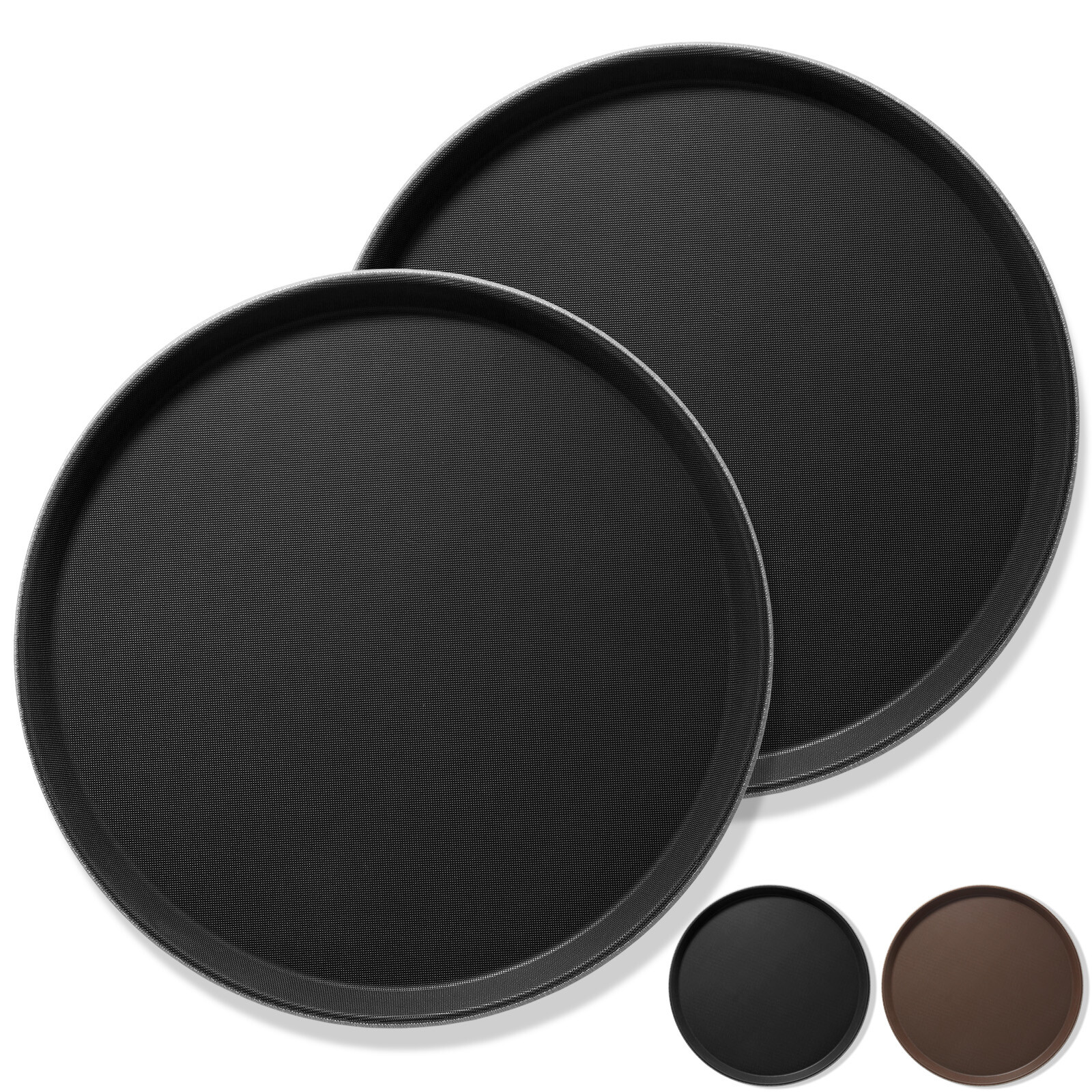(2pc) Round Restaurant Serving Trays - NSF, Non-Slip Food Service Bar Hotel Tray gallery