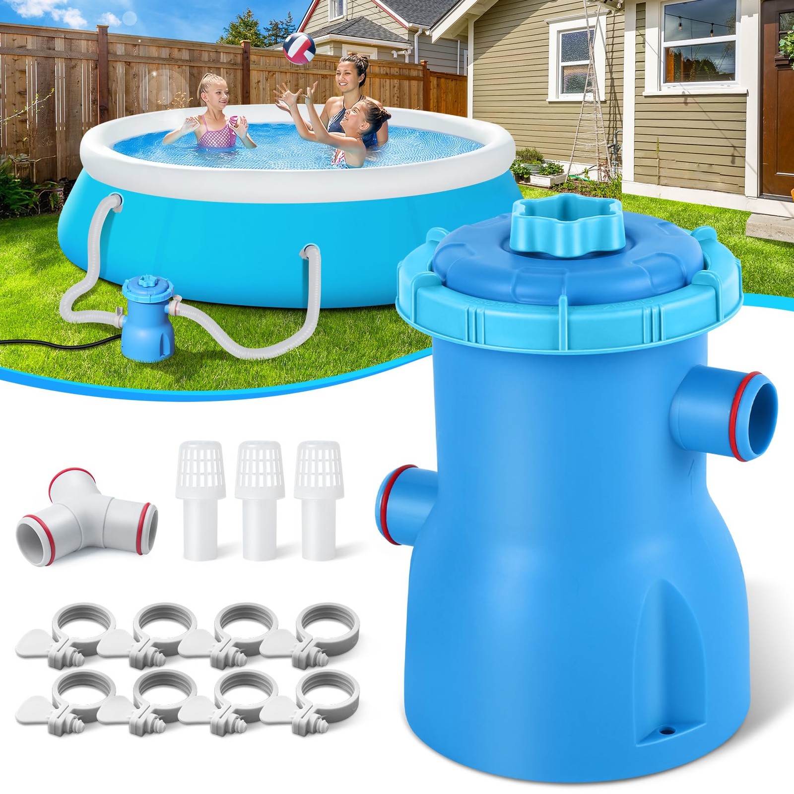 300 GPH Pool Filter Pump for Small Above Ground Pools, ETL Certified Pool Car... gallery