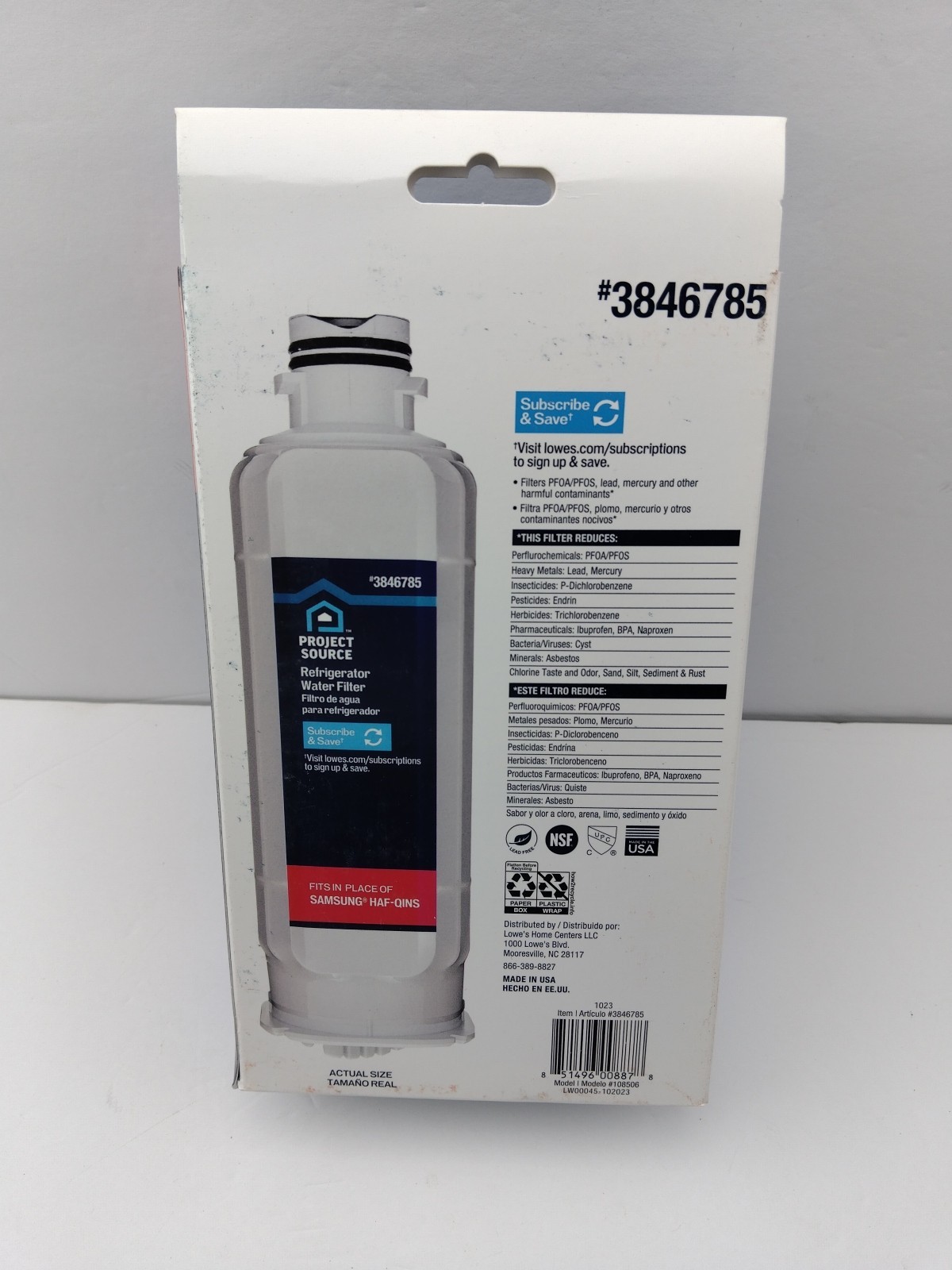 Project Source Samsung HAF-QINS 3846785 Refrigerator Water Filter 2 Pack gallery