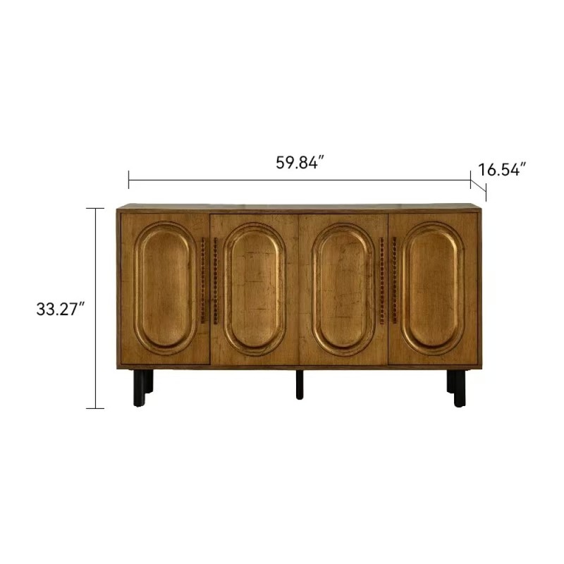 4 Door Sideboard Buffet Cabinet Solid Wood Arched Door Storage Console Table gallery