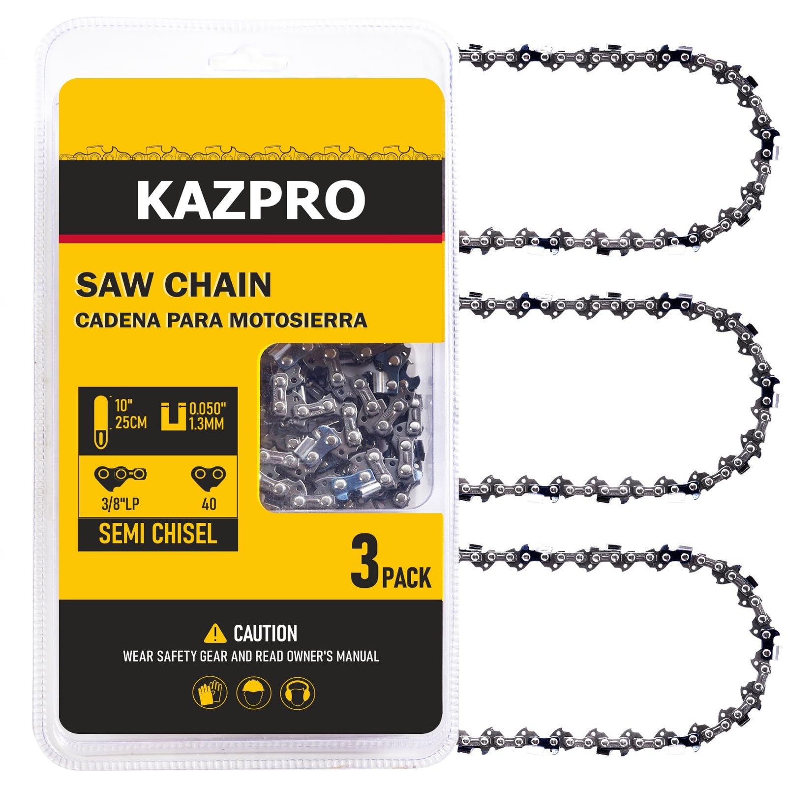 3-Pack 10 Inch Chainsaw Chain 40 Drive Links 3/8 LP .050 Gauge Pole Saw Blade gallery