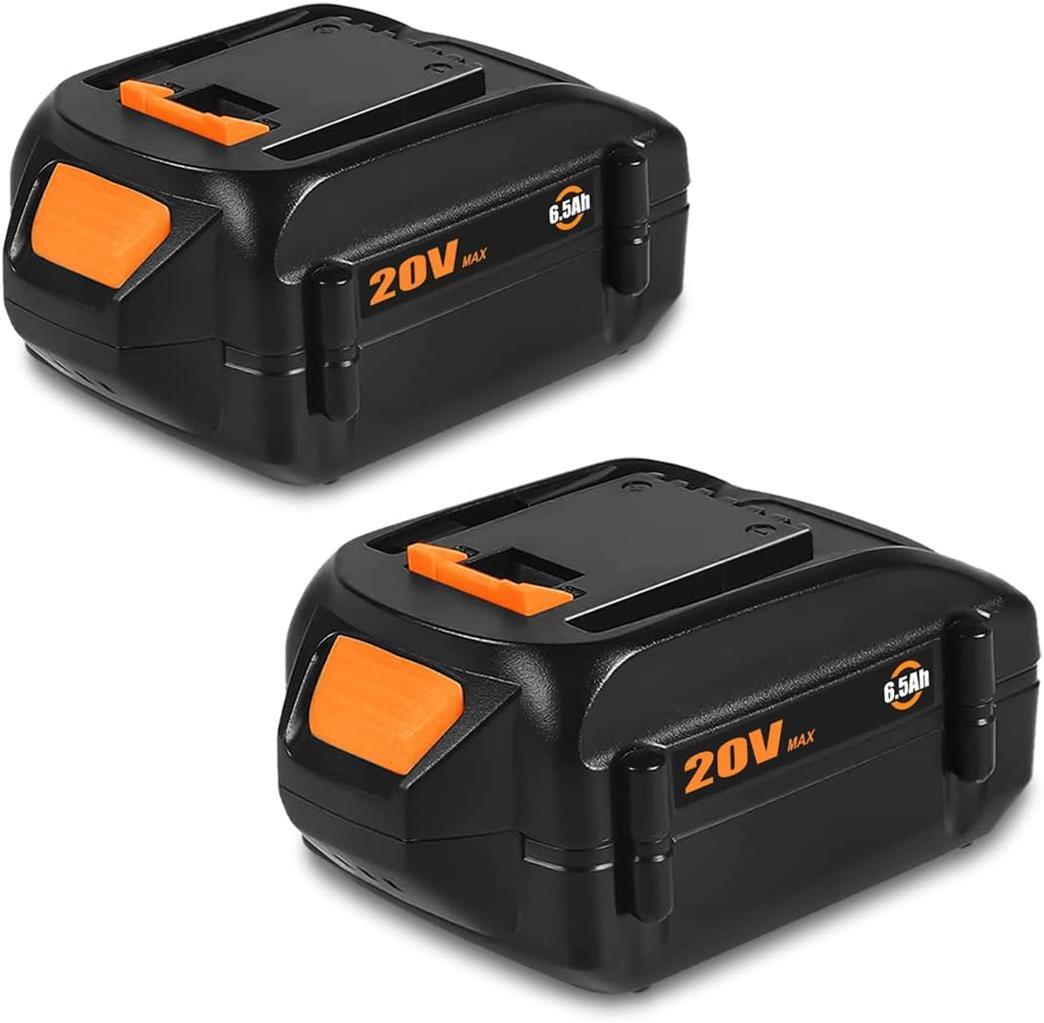 2 PACK 6.5Ah High Capacity Lithium Battery for WORX 20V Battery 2.0Ah WA3575 gallery