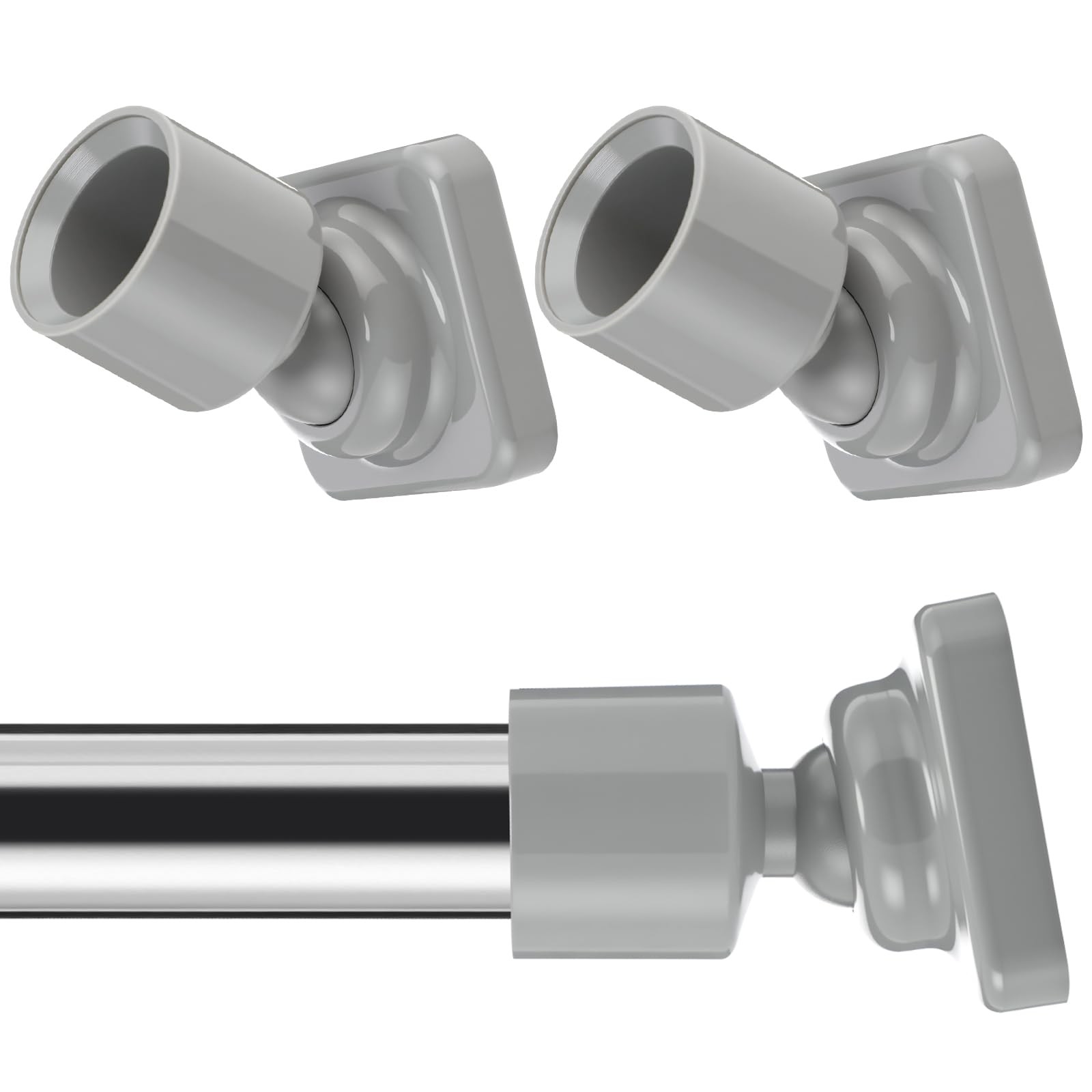 L Shape Shower Curtain Rod Holder - 25mm Angled Mount with Swivel Joints & Ha... gallery