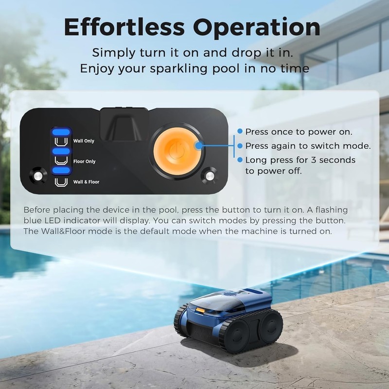 Robotic Pool Cleaner Cordless Inground Pool Vacuum 2150 sq ft 180 min Runtime... gallery