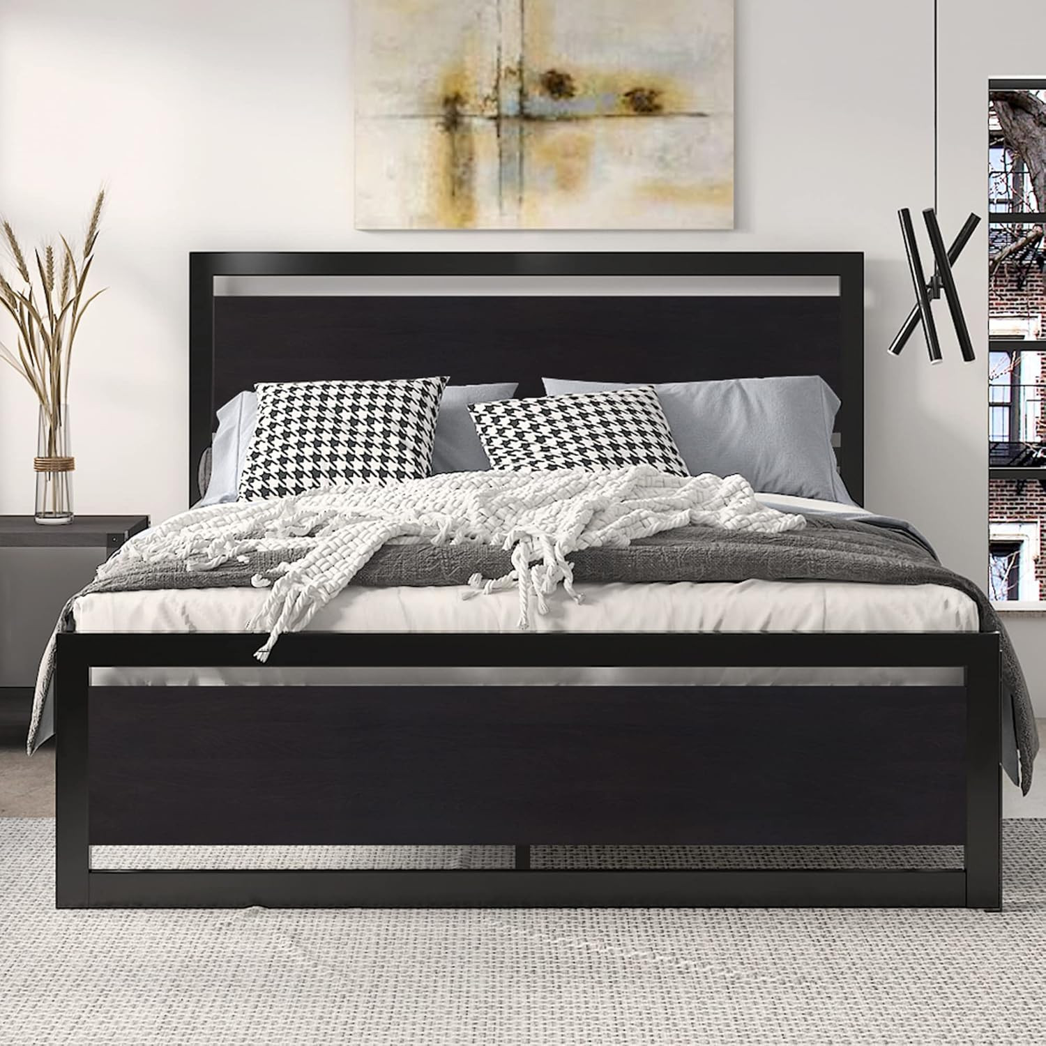 SHA CERLIN Queen Size Bed Frame with Modern Headboard, Heavy Duty Platform Metal gallery