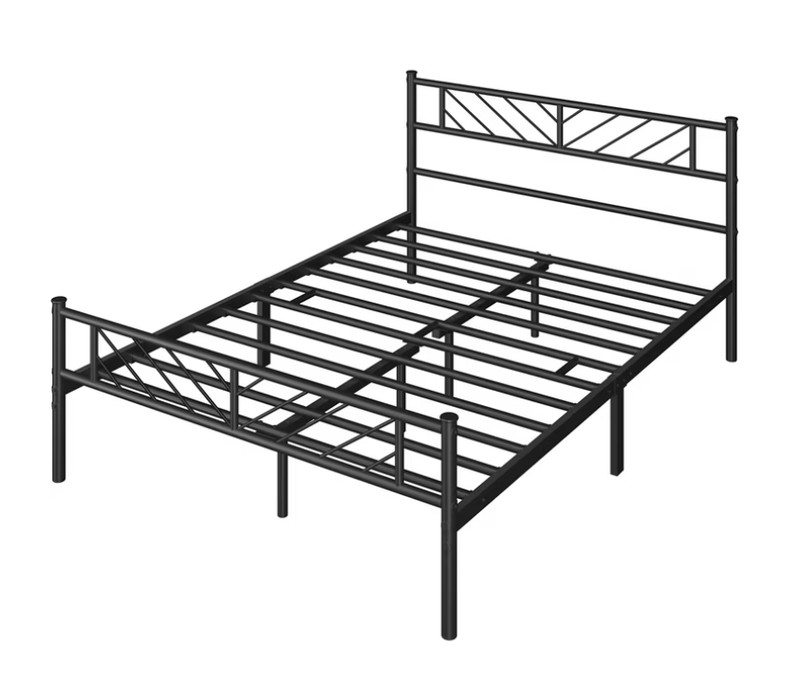 Metal Bed frame Queen Platform Bed with Arrow Design Headboard gallery