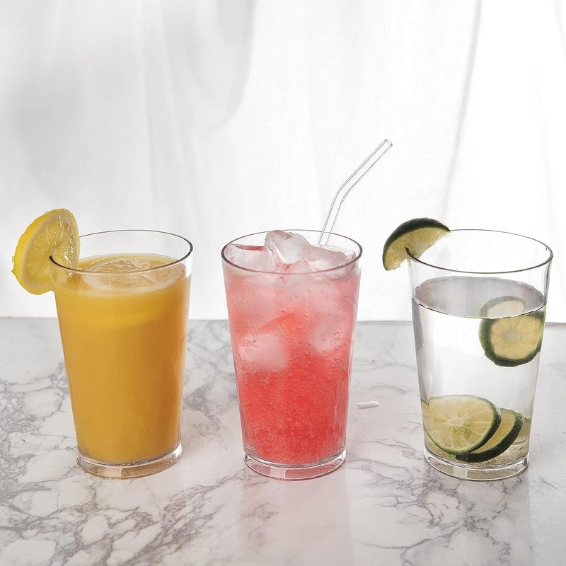 Unbreakable Plastic Drinking Glasses Set 6 Shatterproof Drinking Cups 20/16 Oz gallery