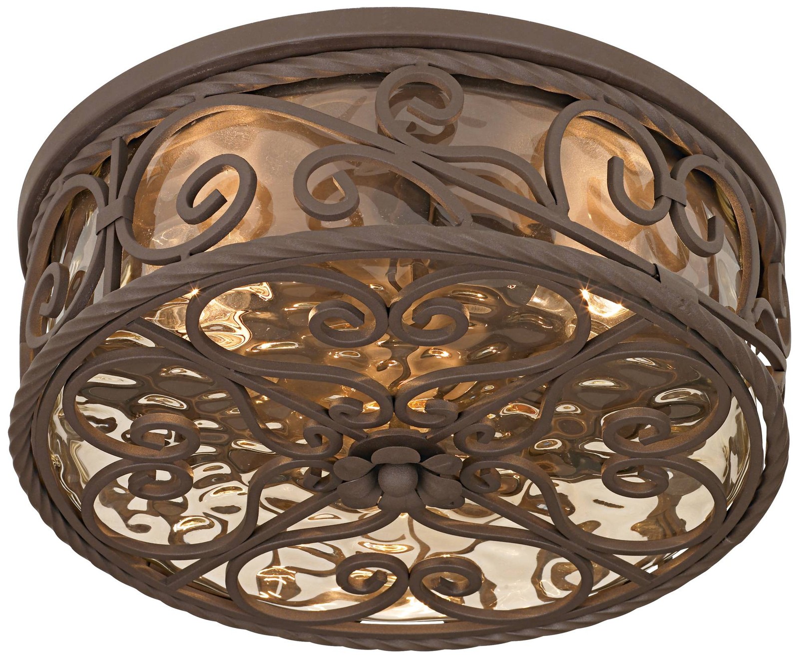 Casa Seville Rustic Flush Mount Outdoor Ceiling Light Fixture Dark Walnut 15" gallery