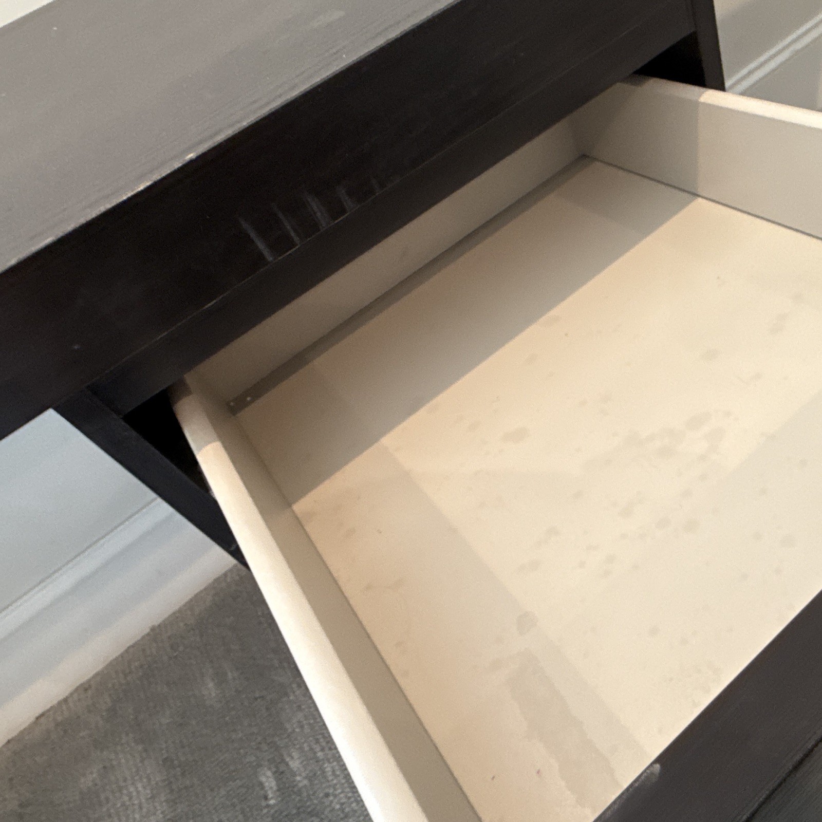 Black Matte Wood Composite Computer Desk 55x26x28 in, Drawer & Shelves Modern gallery