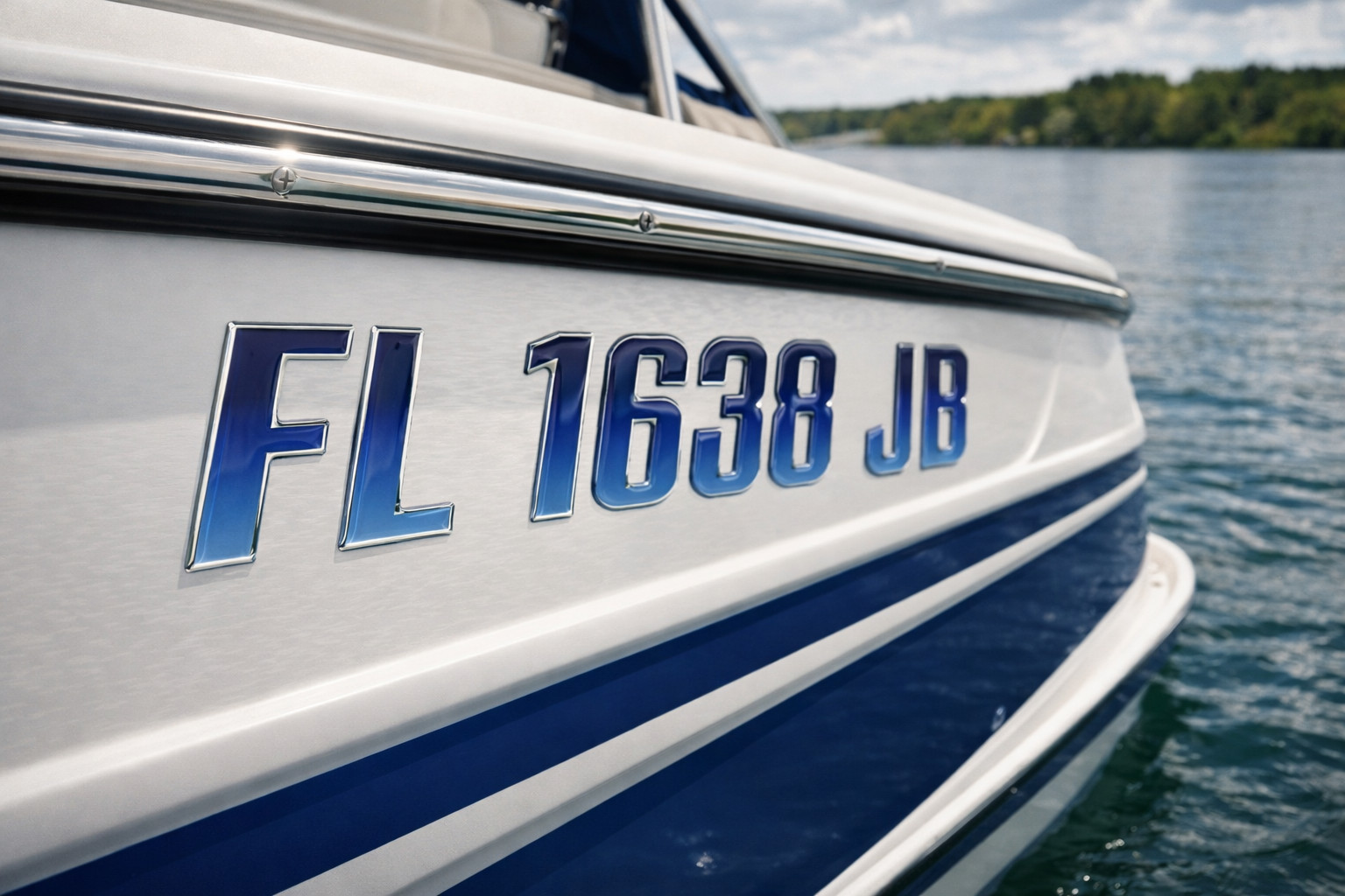 BLUE RAISED BOAT REGISTRATION NUMBERS • 3D DOMED DECALS • BOAT & JET SKI • WATER gallery