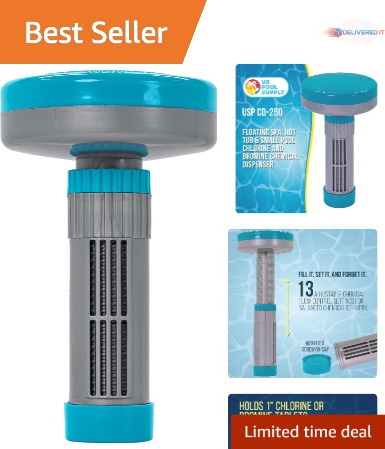 Floating Chlorine Bromine Dispenser 1" Tablets 13 Flow Settings for Pools gallery