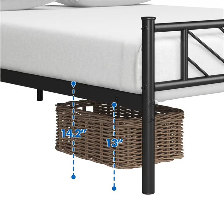 Metal Bed frame Queen Platform Bed with Arrow Design Headboard gallery