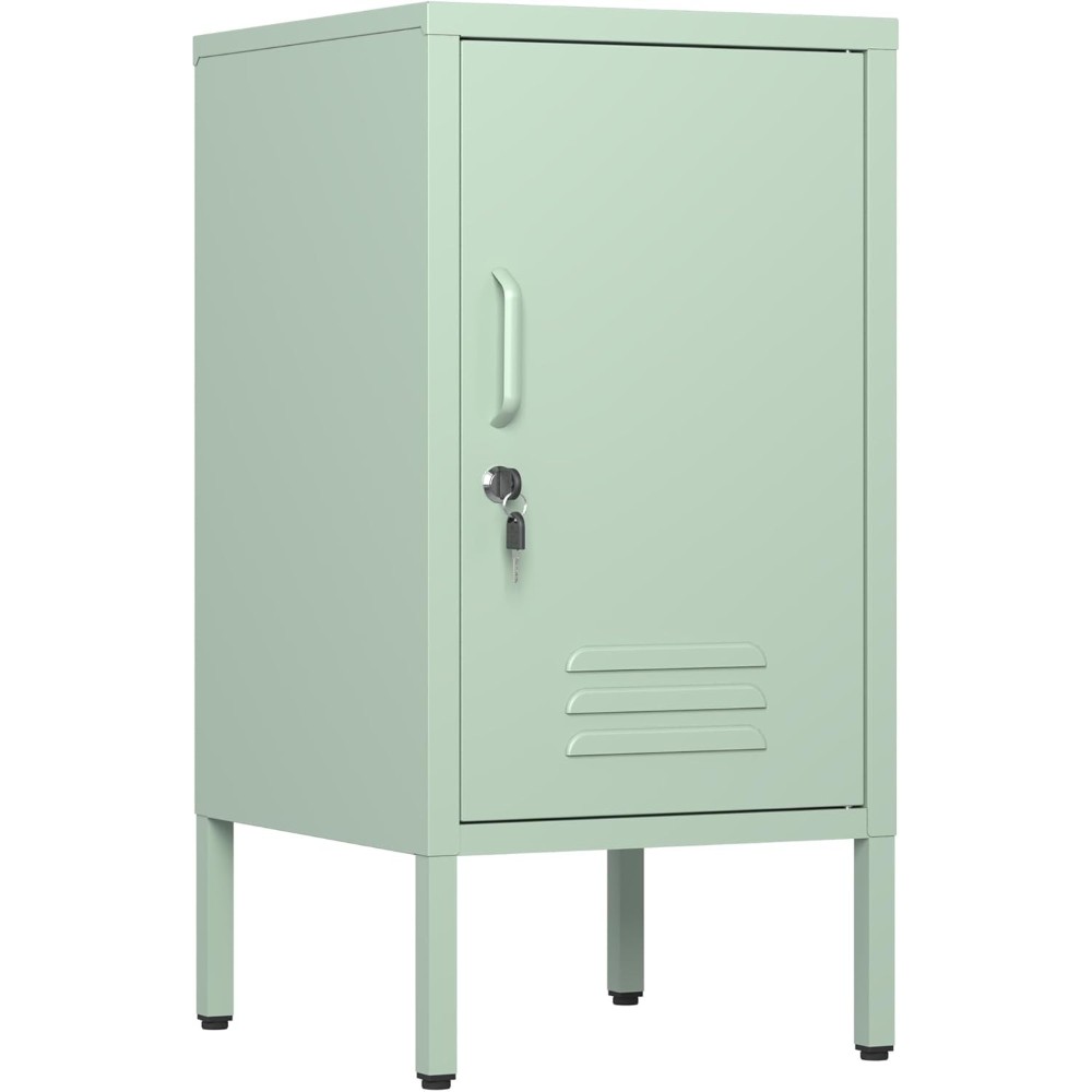 Metal Locker Style End Table W/ Adjustable Shelves, Modern Minimalist for Room gallery