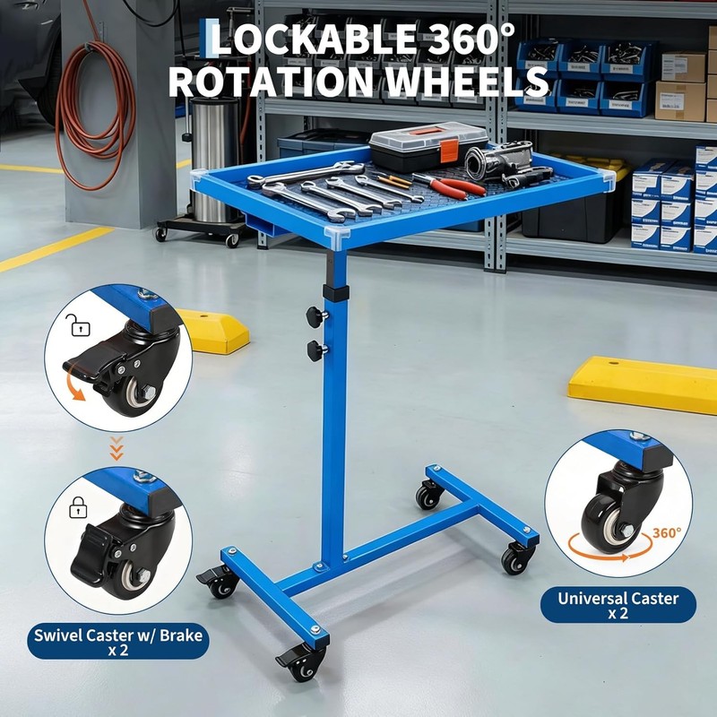 Mobile Mechanic Work Table,220lb Capacity Height Adjustable Steel Cart Tool Tray gallery