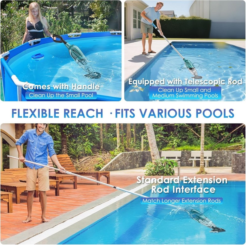 Rechargeable Handheld Pool Vacuum Cleaner 75Min Suction Leaf Sand Hot Tubs gallery