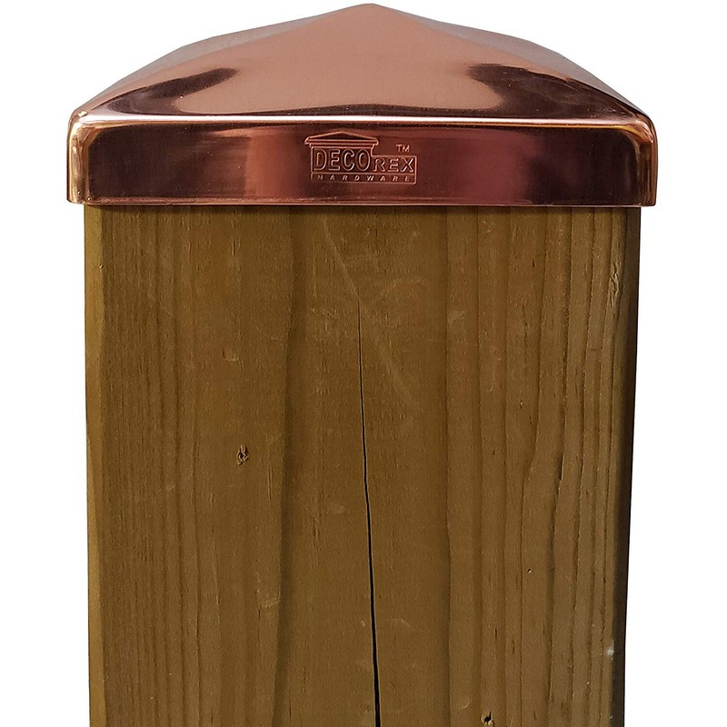 5.5" x 5.5" Solid Copper Pyramid Post Cap for True/Actual 5.5" x 5.5" Wood Posts gallery
