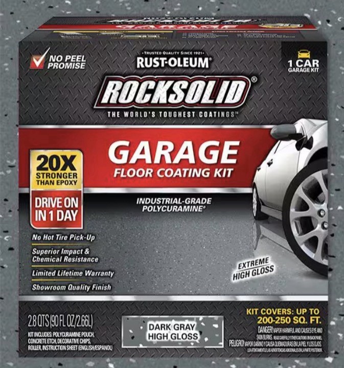 New Rust-Oleum RockSolid 1 Car Garage Floor Kit 90 oz. DARK Gray Polycuramine gallery