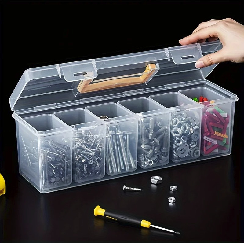 7pcs Multi-Compartment Tool Storage Organizer Box Hardware Case - NEW