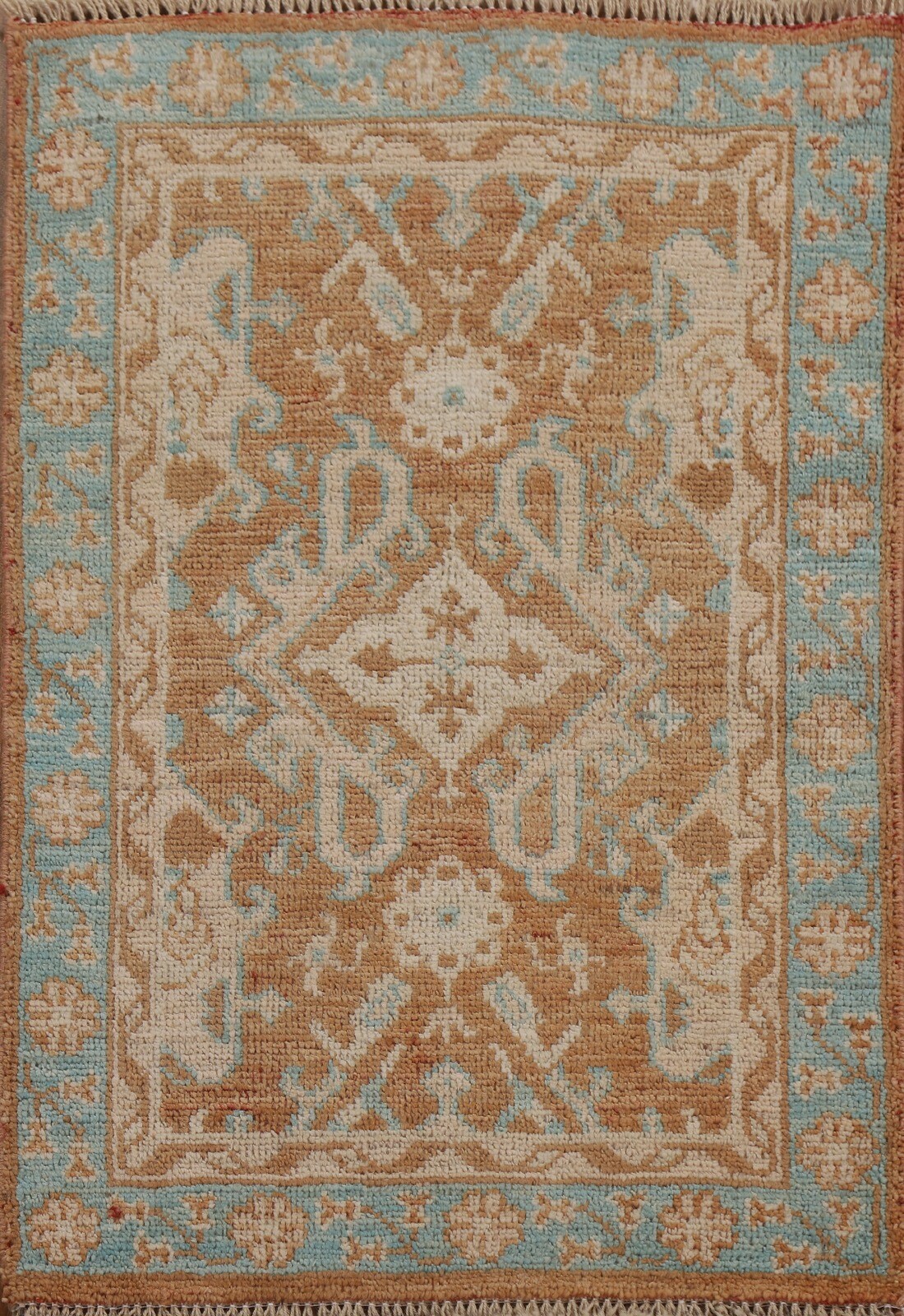Muted Geometric Oushak Turkish 2x3 Rug Traditional Handmade Wool Oriental Carpet gallery