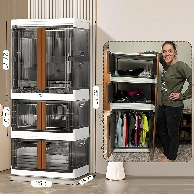 NUNET XLarge Foldable & Stackable Closet Storage Box for Clothes, Beddings, Toy gallery