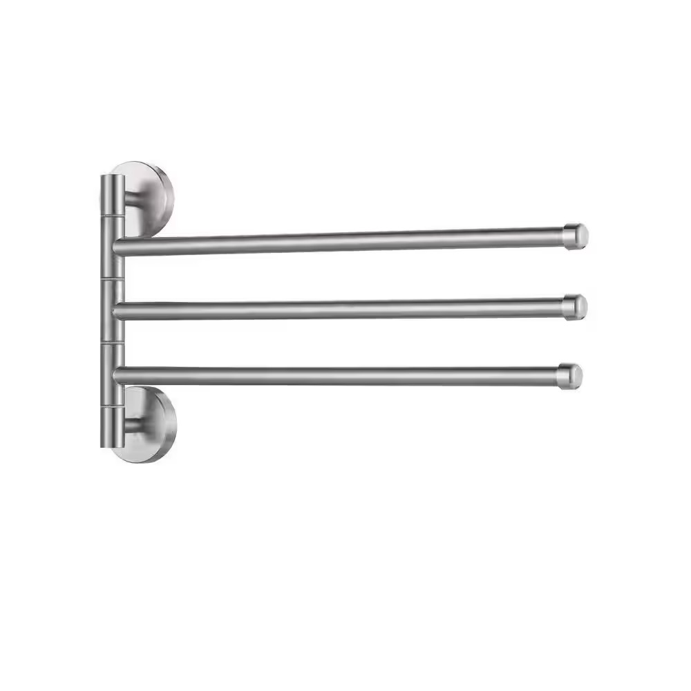 180° Rotation 3-Bar Wall Mounted Towel Rack in Brushed Nickel gallery