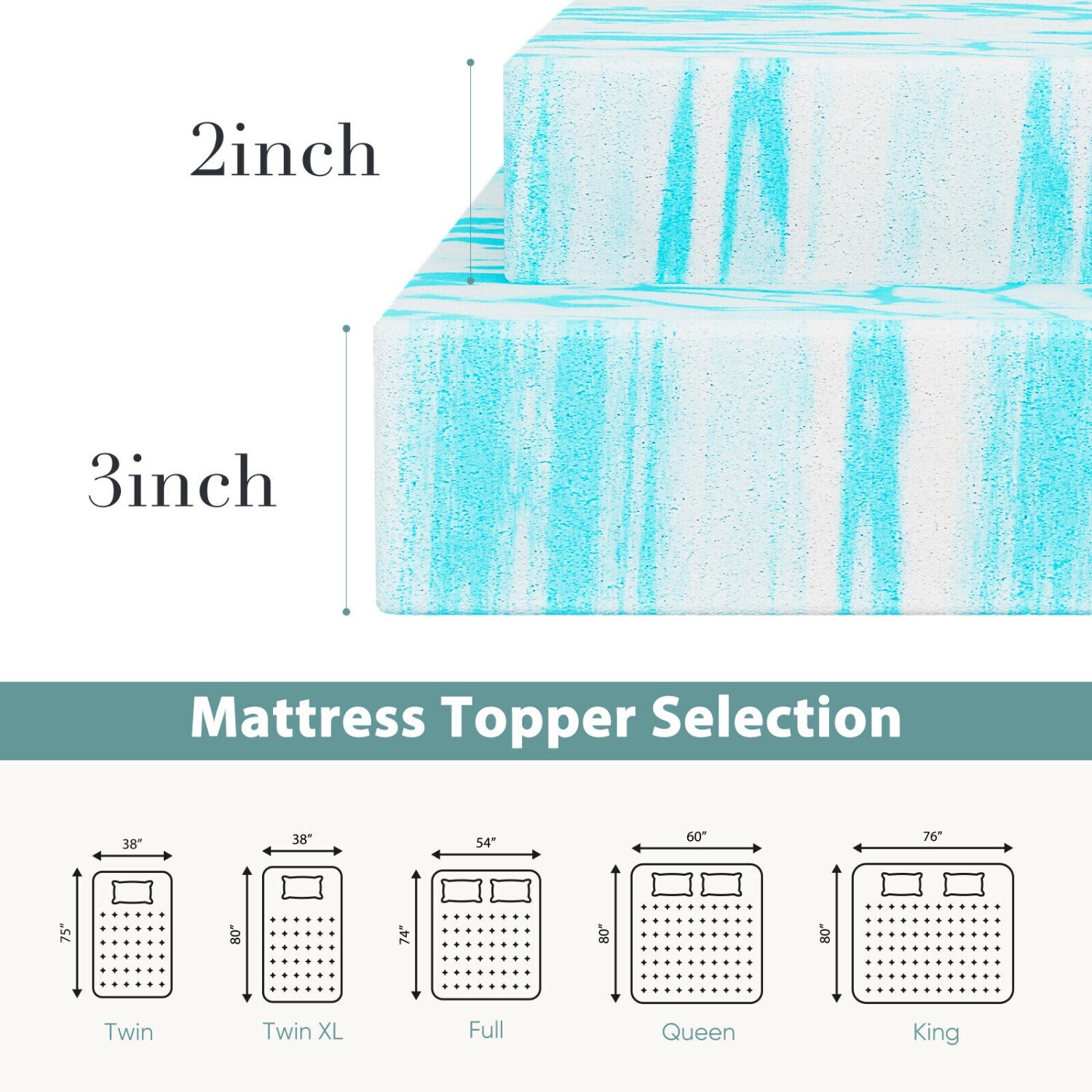 Memory Foam Comfort Bed Topper, Soft Mattress Pad for Camper or Sleeper Sofa gallery