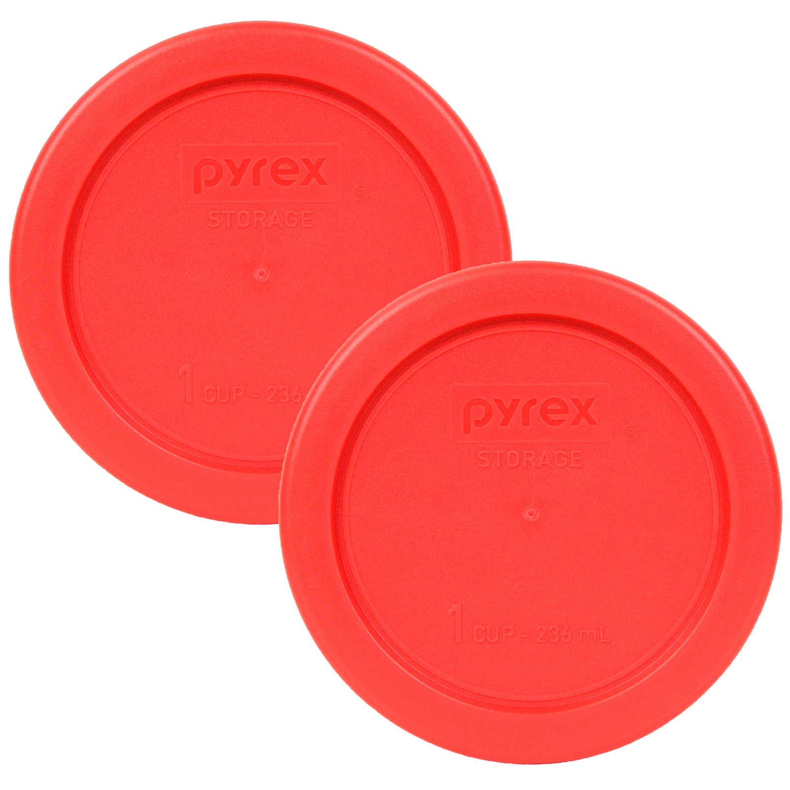 Pyrex 4" Plastic Red Lid Replacement Cover 2 Pack For 1 Cup Bowl Dish 7202-PC gallery