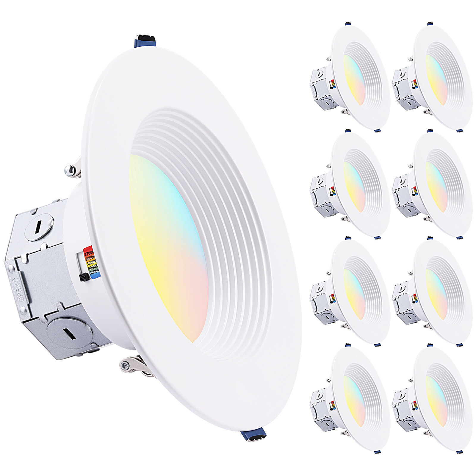 8-Pack 6 Inch 5CCT Integrated LED Canless Recessed Light with Junction Box gallery