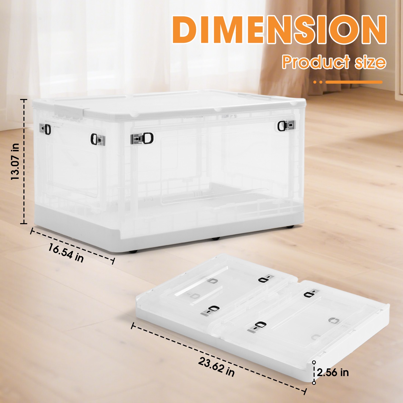 Foldable Storage Bins with Lids Clear Plastic Storage Box for Closet Organizer gallery