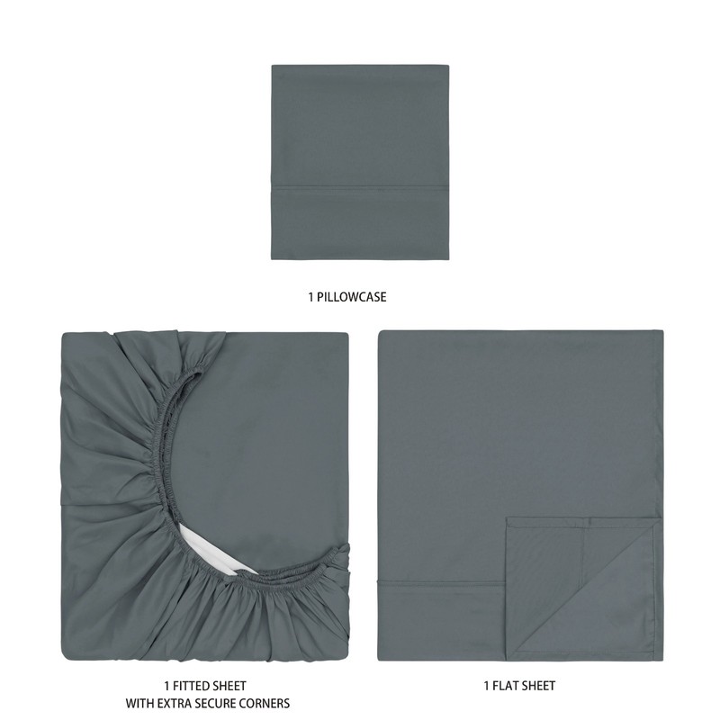 Mainstays Super Soft Brushed Microfiber Bed Sheet Set,Soothing Gray,Twin-XL, 3. gallery