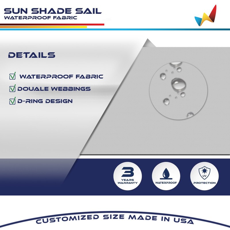 gray Custom 5-24FT Rectangle Waterproof Sun Shade Sail Garden Pool Patio Cover gallery