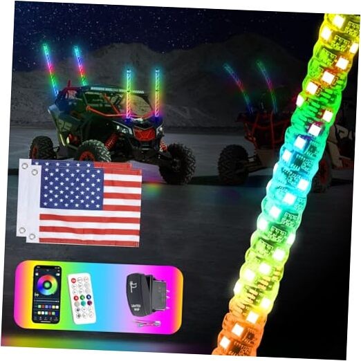 Whip Lights with Remote Control,Spiral RGB Led Whip 1PCS-4FT Without Spring gallery