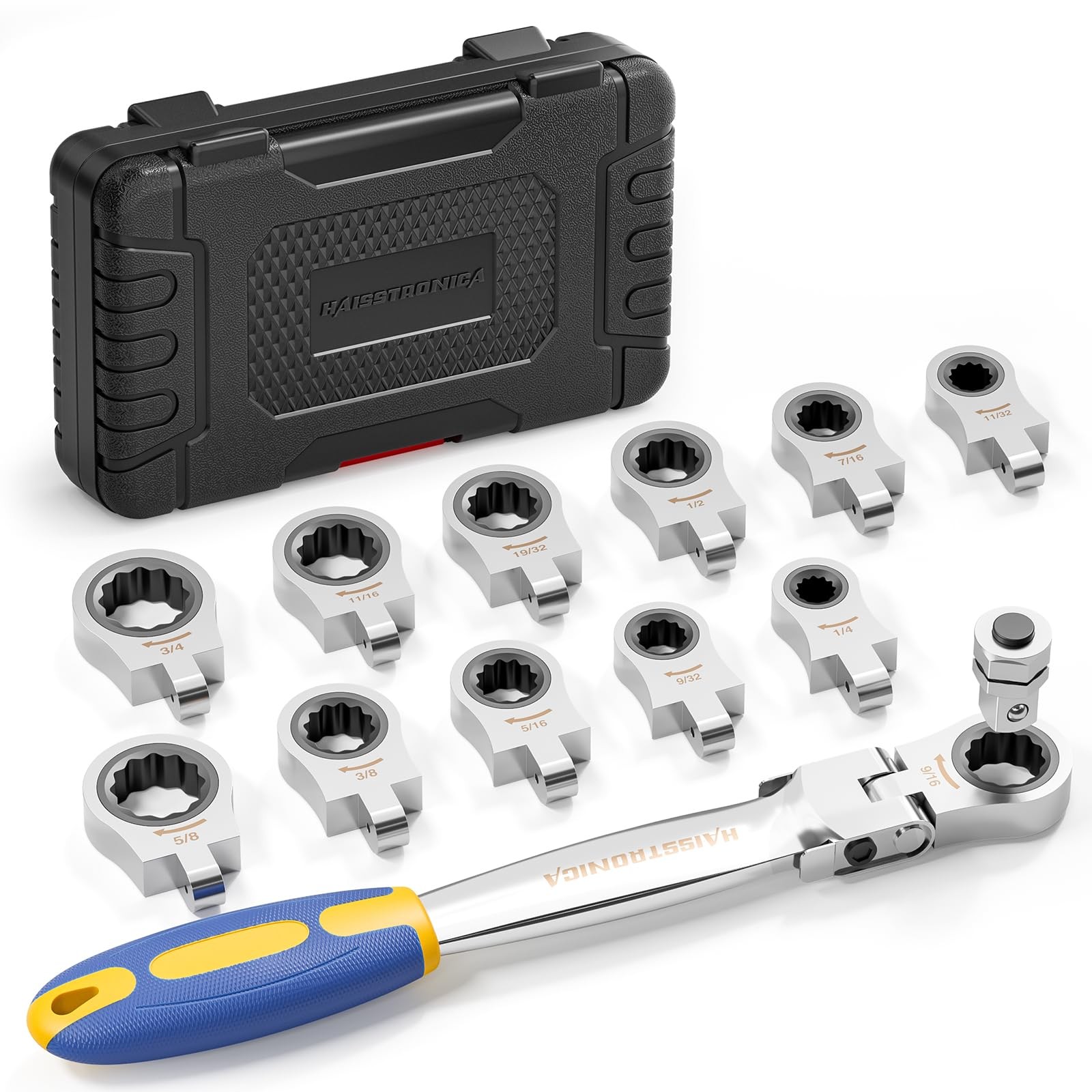 13 PCS FlexHead Ratcheting Combination Wrench Set 3/8 In Adapter 1/43/4 Inch gallery