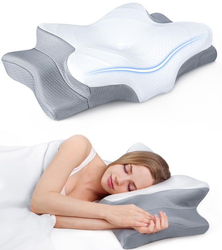 Cooling Neck Support Pillow - Adjustable Ergonomic Memory Foam, Orthopedic Comfo gallery
