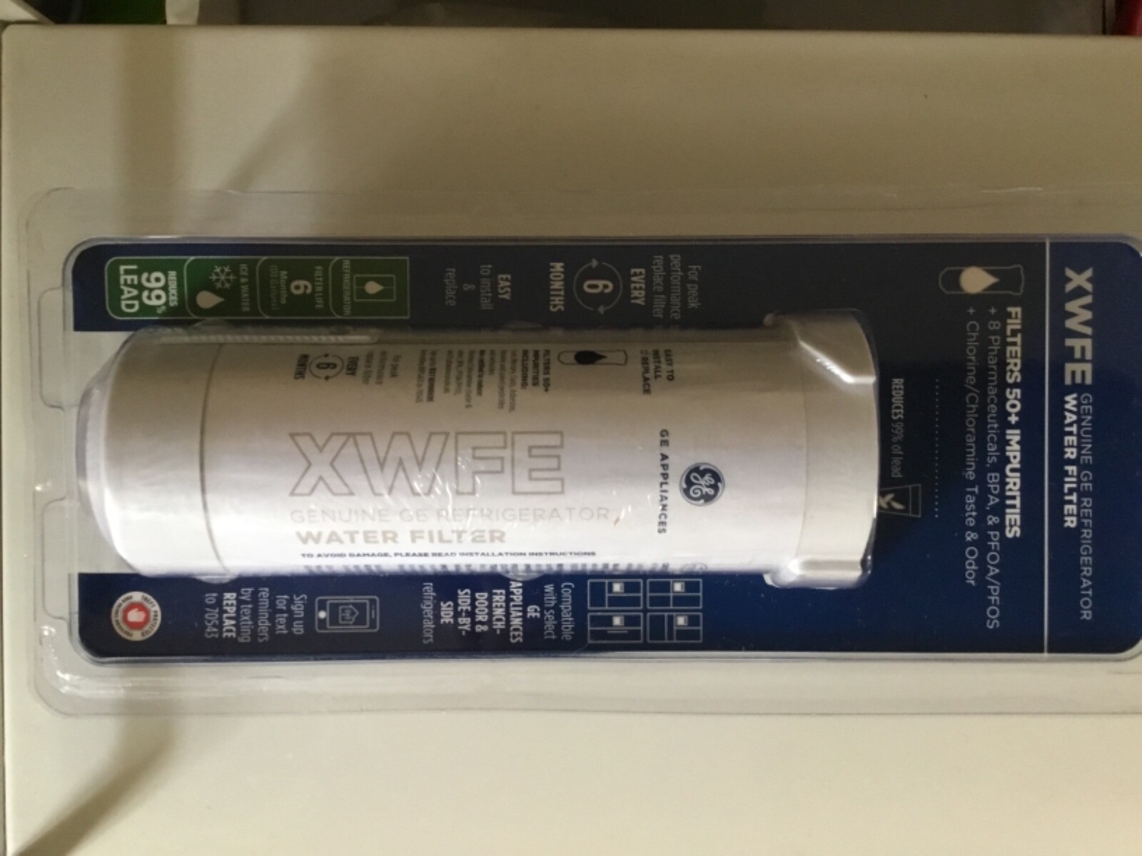 Genuine GE XWFE Refrigerator Filter (Replaces XWF), New, Sealed, W/ CHIP gallery