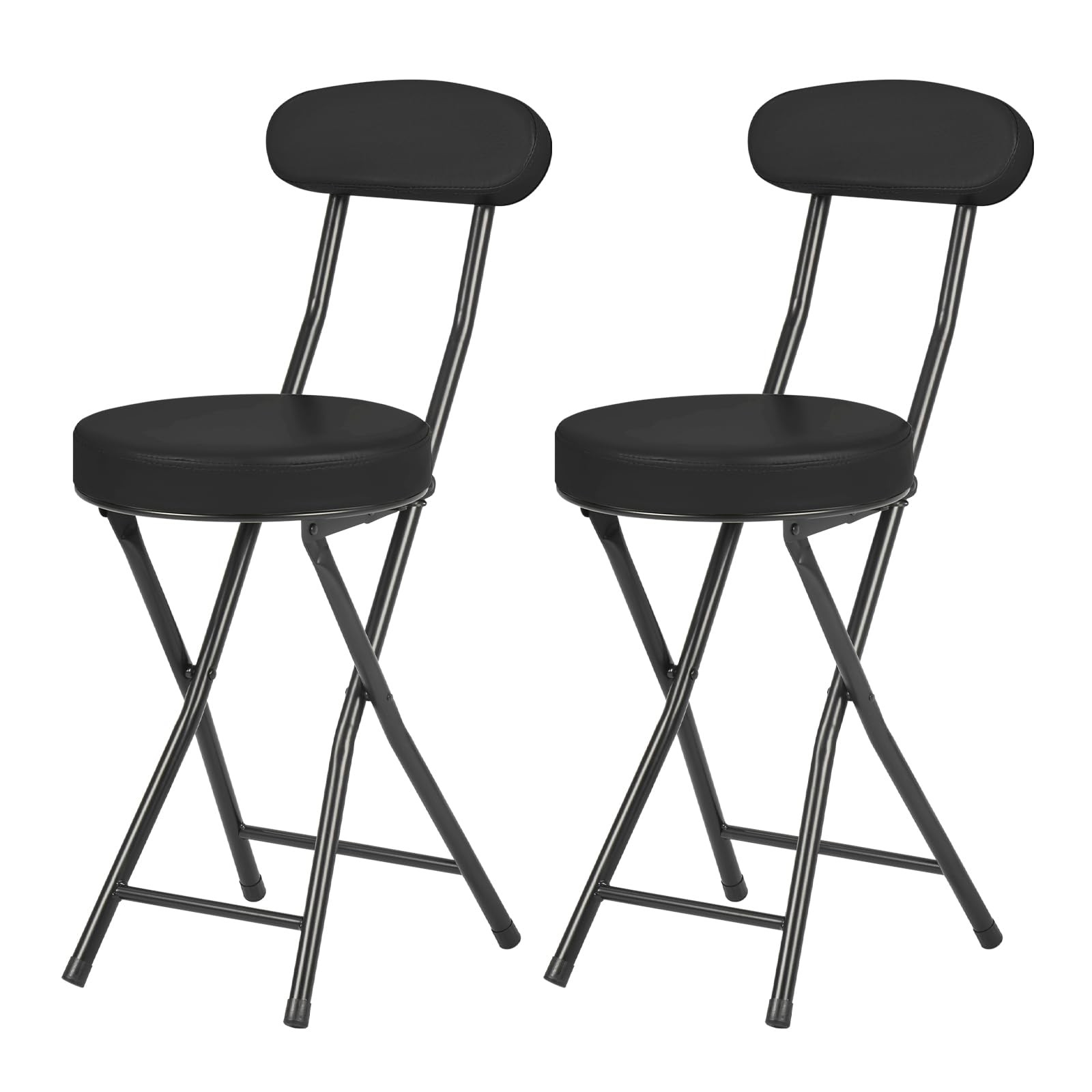 Cushioned Padded Folding Stools, Folding Bar Stool with Backrest, 220lb Capac... gallery