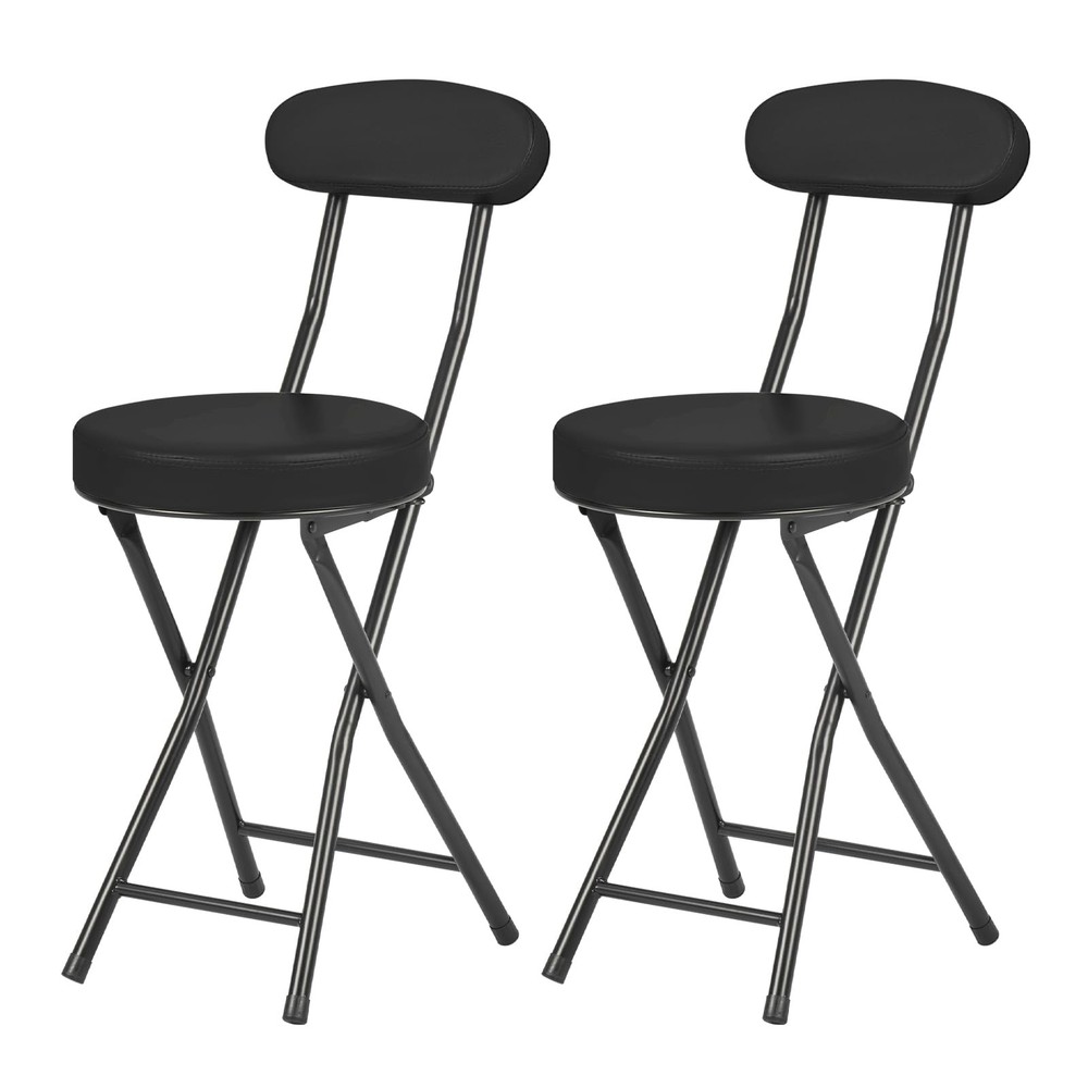 Cushioned Padded Folding Stools, Folding Bar Stool with Backrest, 220lb Capac...
