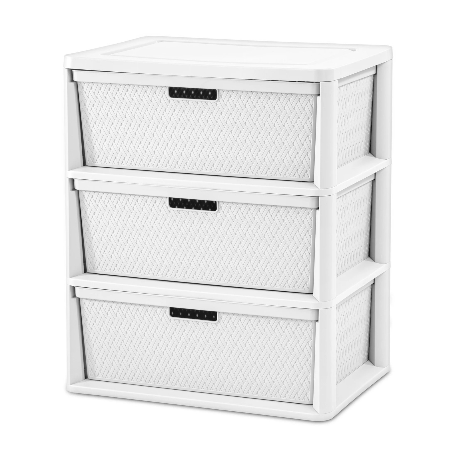 Wide 3 Drawer Tower, Plastic Storage Organizer with Removable Decorative Bins, E gallery