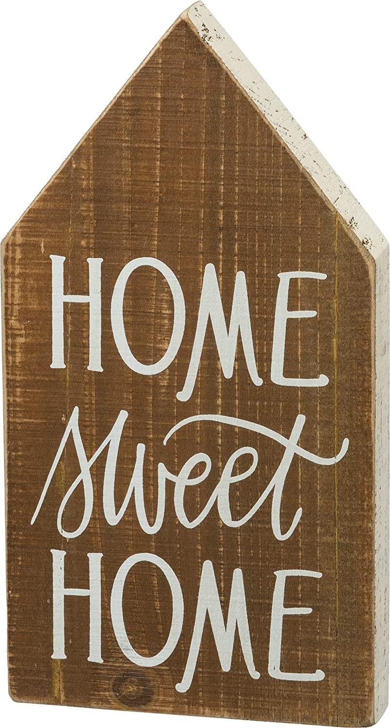 Primitives by Kathy Block Sign Home Sweet Home Sitter Rustic Decor Shaped House gallery