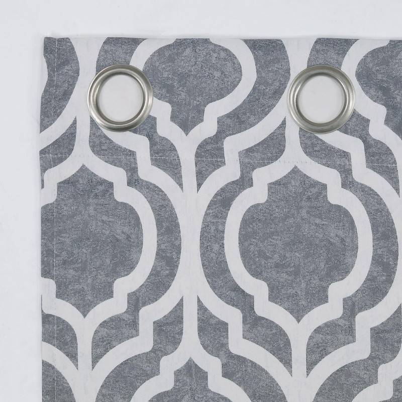 Sun Zero Eldon Trellis Print Blackout Grommet Curtain Panel, 40 x 84, Gray gallery